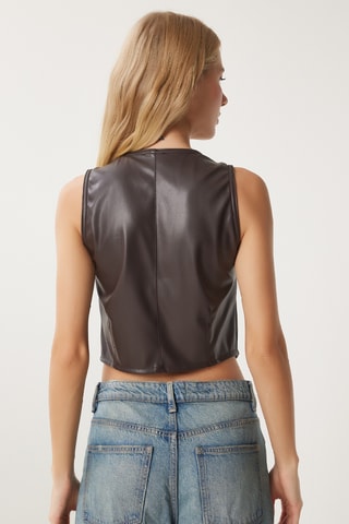 Gilet regular sans manches - Marron