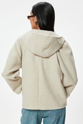 Manteau regular à capuche - Beige