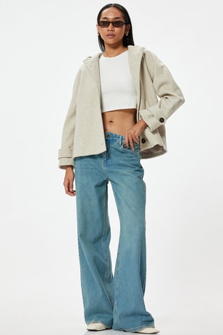 Manteau regular à capuche - Beige