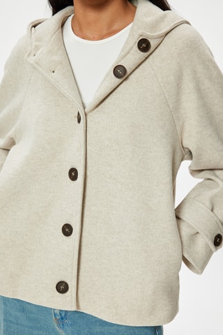 Manteau regular à capuche - Beige