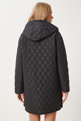 Manteau regular à capuche - Noir