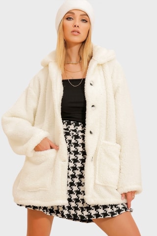 Veste oversize en laine - Écru
