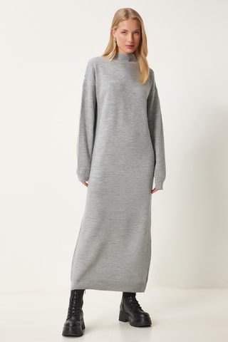 Robe pull regular en laine - Gris