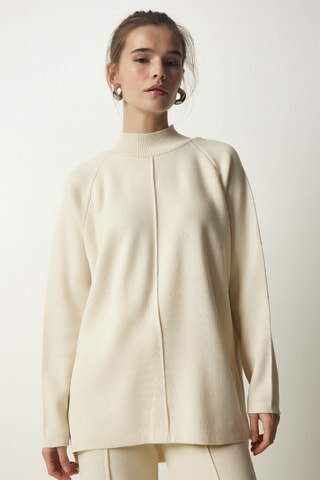 Pull et pantalon wide legs - Crème