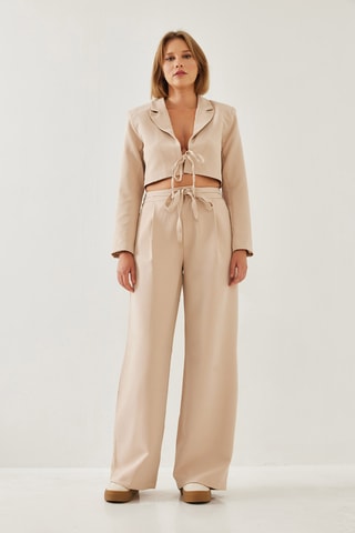 Veste de costume et pantalon palazzo - Beige