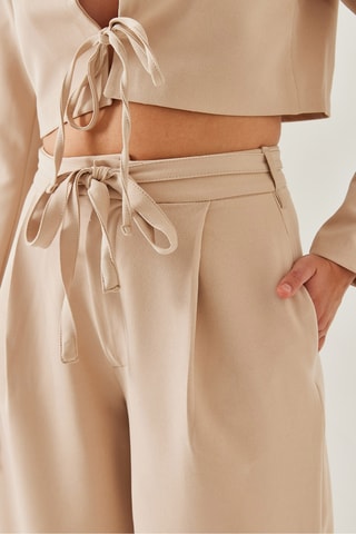 Veste de costume et pantalon palazzo - Beige
