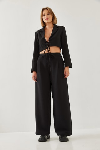 Veste de costume et pantalon wide legs - Noir
