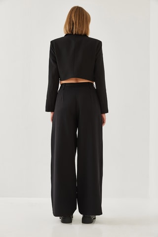 Veste de costume et pantalon wide legs - Noir