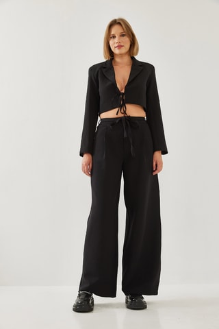 Veste de costume et pantalon wide legs - Noir