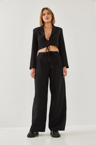 Veste de costume et pantalon wide legs - Noir