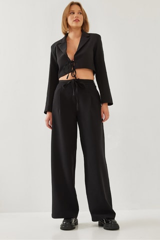 Veste de costume et pantalon wide legs - Noir