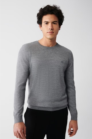 Pull regular en laine - Gris