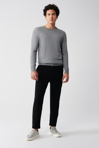 Pull regular en laine - Gris