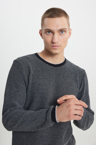 Pull regular - Gris et noir