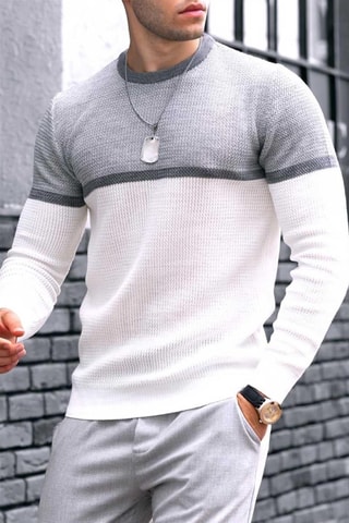 Pull regular en laine - Blanc
