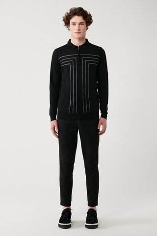 Pull regular en laine - Noir