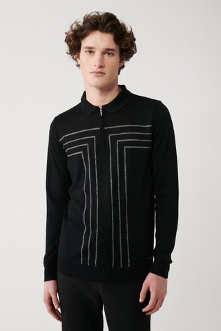 Pull regular en laine - Noir