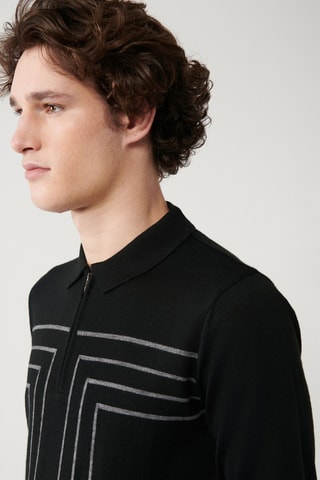 Pull regular en laine - Noir