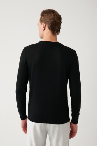 Pull regular en laine - Noir