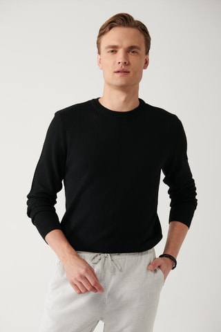 Pull regular en laine - Noir