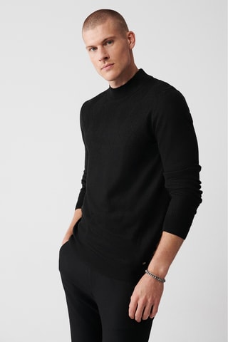 Pull regular en laine - Noir