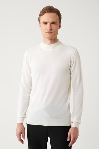 Pull regular en laine - Écru