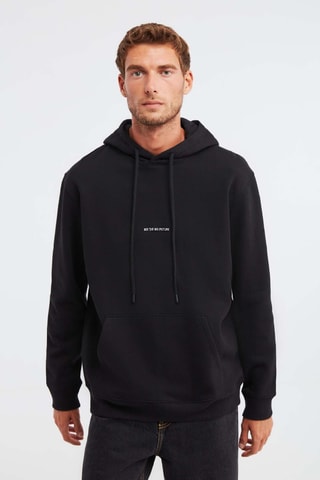 Sweat regular à capuche - Noir