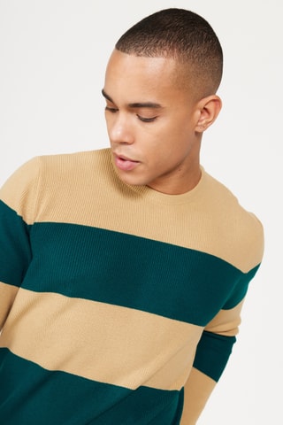 Pull regular - Beige et vert