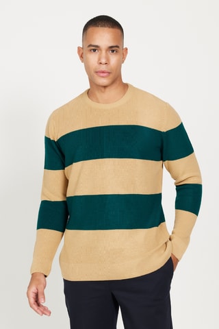 Pull regular - Beige et vert