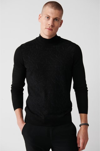 Pull regular en laine - Noir