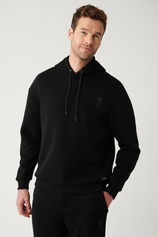 Sweat regular à capuche - Noir