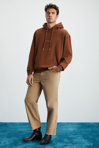 Sweat regular à capuche - Marron
