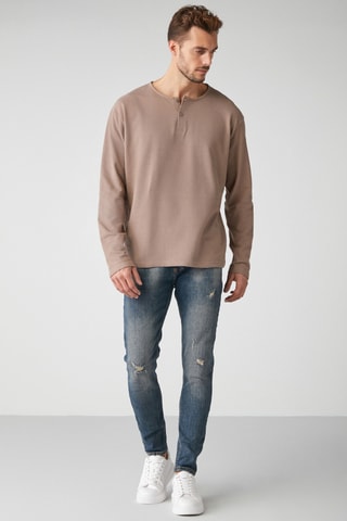 Sweat regular à capuche - Beige