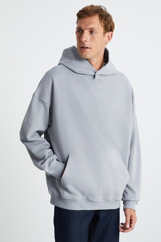 Sweat relaxed à capuche - Gris clair
