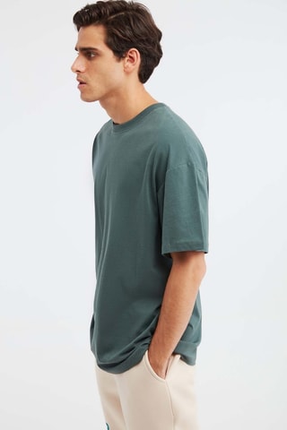 T-shirt oversize en coton biologique - Vert foncé