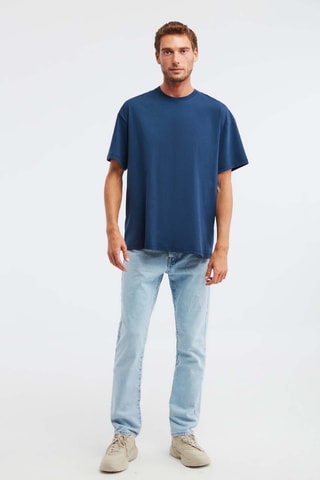 T-shirt oversize en coton biologique - Bleu marine