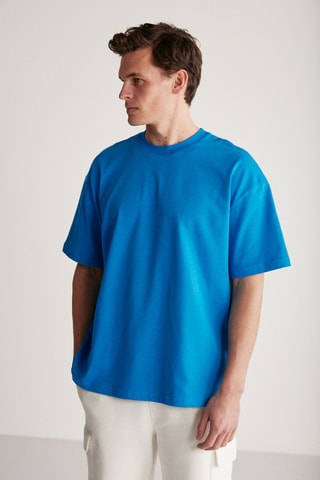 T-shirt oversize en coton biologique - Bleu