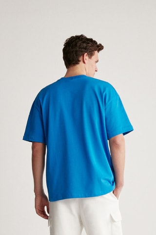 T-shirt oversize en coton biologique - Bleu
