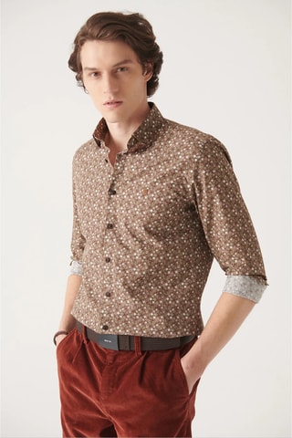 Chemise slim - Marron