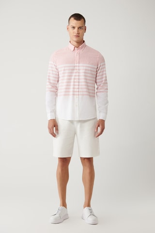Chemise slim en lin - Rose