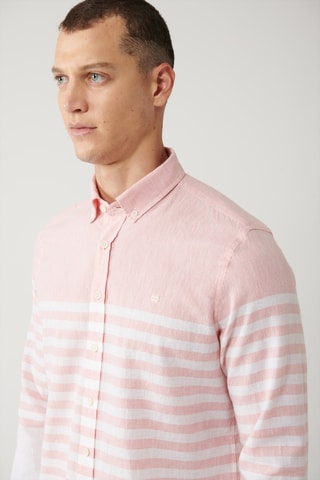 Chemise slim en lin - Rose