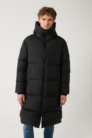 Doudoune regular à capuche - Noir