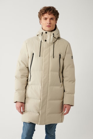 Doudoune regular à capuche - Beige