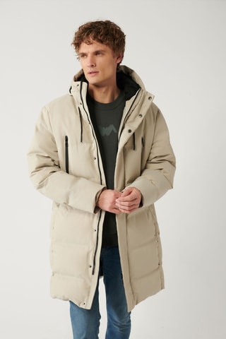 Doudoune regular à capuche - Beige