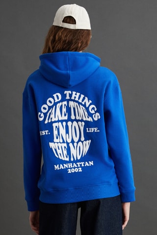 Sweat regular à capuche - Bleu