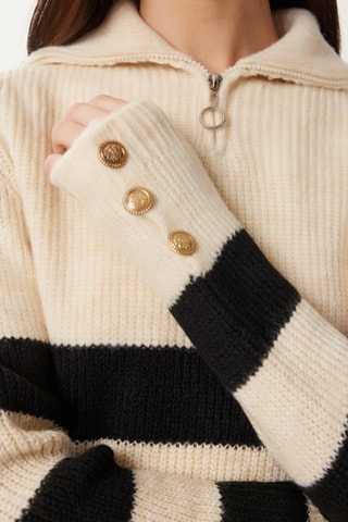 Pull oversize en laine - Beige et noir