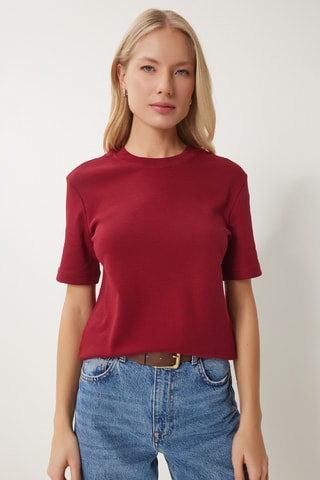 2 t-shirts regular - Bordeaux et blanc