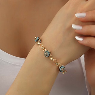 Bracelet en chaine - Laiton plaqué or & zircons