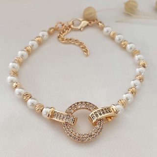 Bracelet - Laiton plaqué or & zircons 
