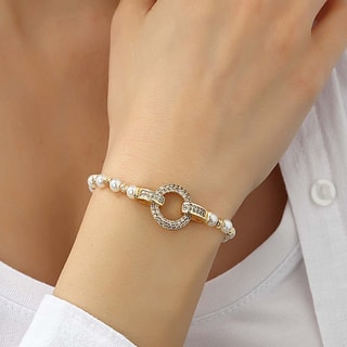 Bracelet - Laiton plaqué or & zircons 